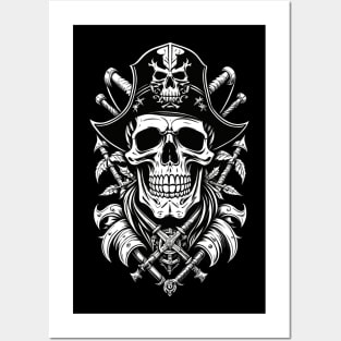 Skull Pirate and Crossbones Posters and Art